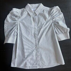 FRAME Puff Sleeve Striped Button Down Shirt M